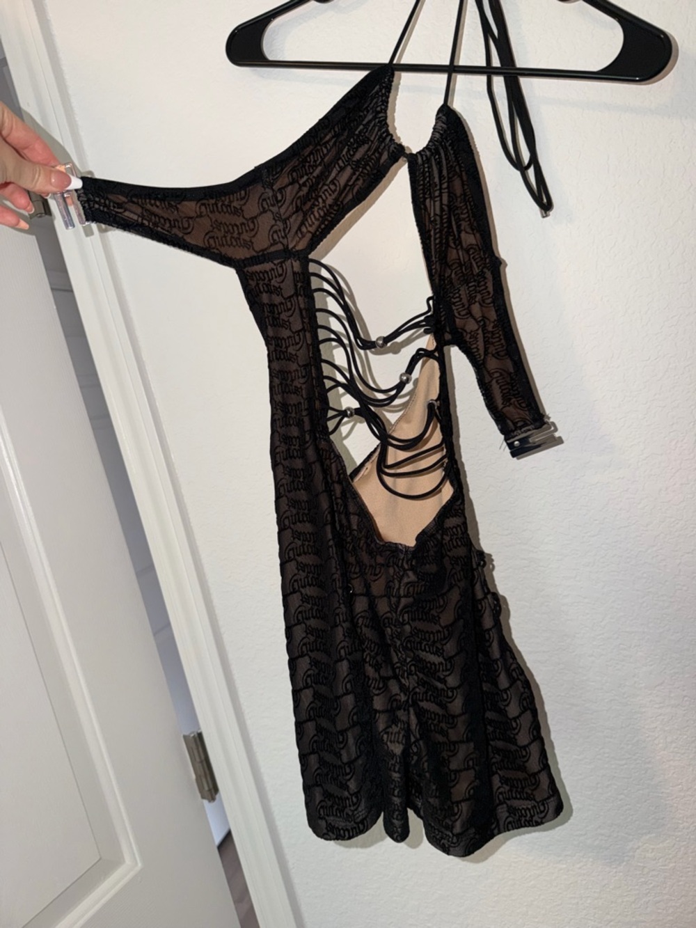 Strappy Black Lace Cutout Romper - Picture 5 of 6
